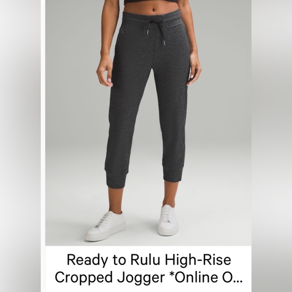EUC Ready to Rulu High-Rise Cropped Jogger Heathered Raceway Grey/Black Size 8 - Picture 7 of 9